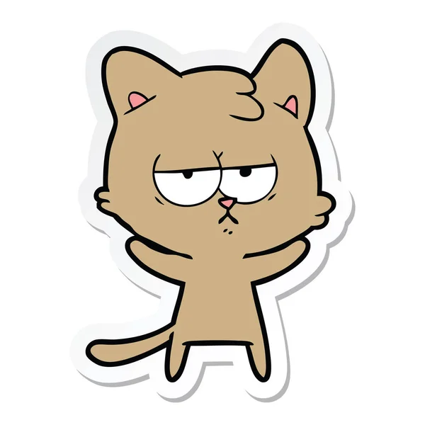 Sticker van een verveeld cartoon kat — Stockvector