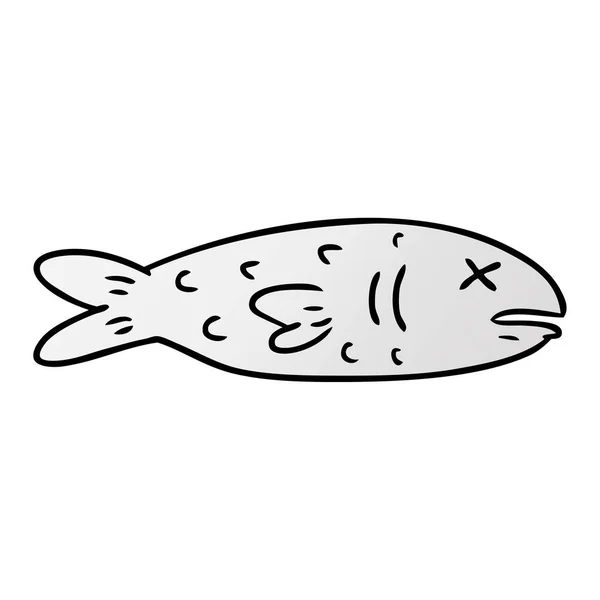 Doodle de desenho animado gradiente de um peixe morto — Vetor de Stock