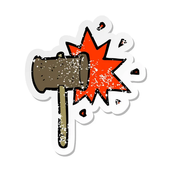 Retro verdrietig sticker van een cartoon bonzen Gavel — Stockvector