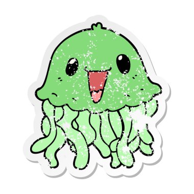 bir çizgi film denizanası sıkıntılı etiket