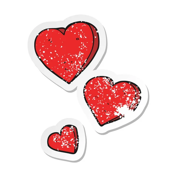 Retro noodlijdende sticker van een cartoon hart — Stockvector