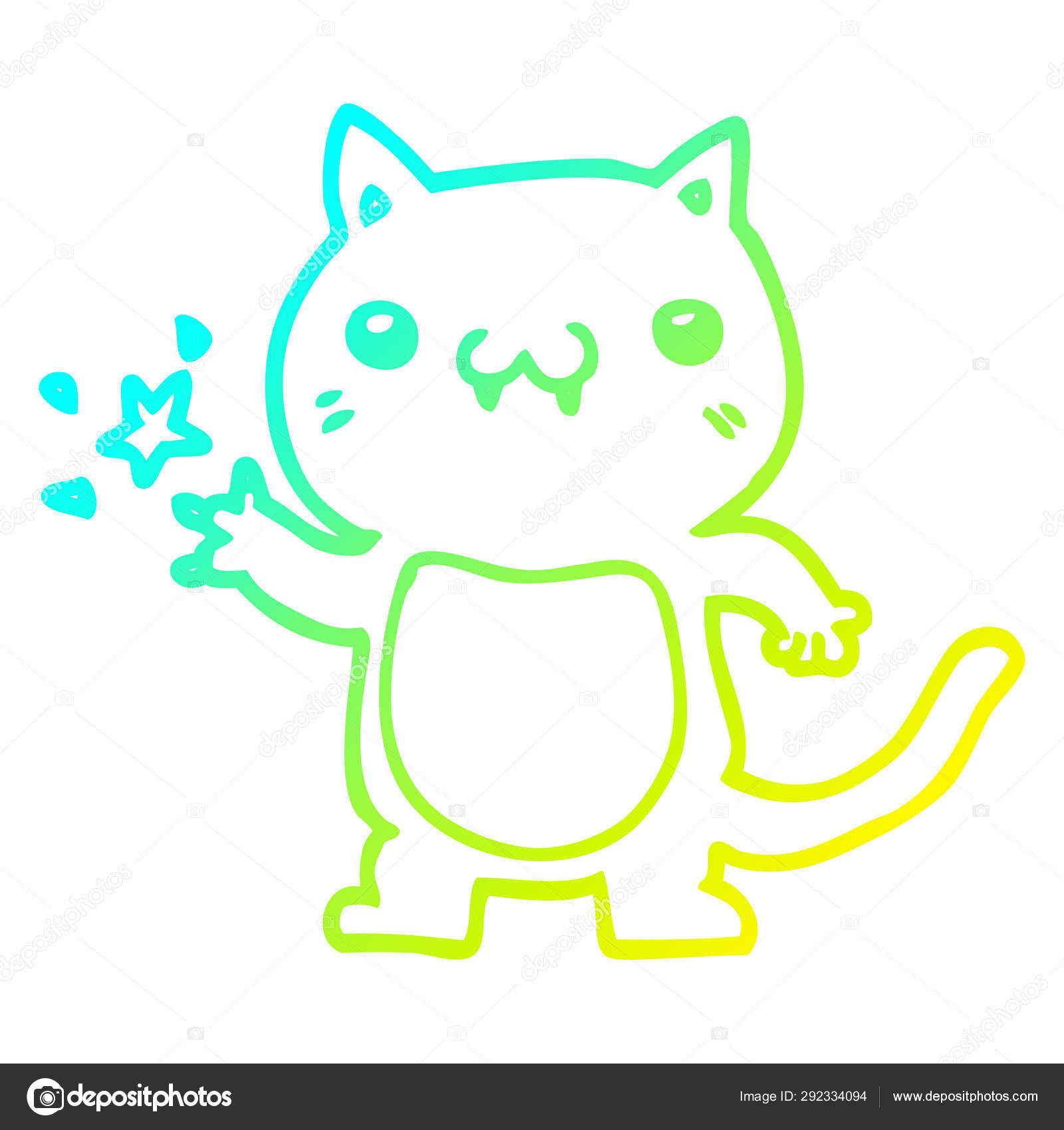 Froid Degrade Ligne Dessin Dessin Dessin Anime Chat Grattage Image Vectorielle Par Lineartestpilot C Illustration