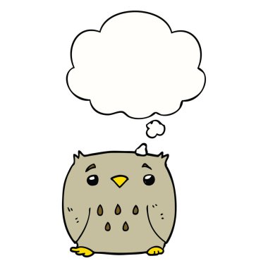 karikatür baykuş ve düşünce balonu