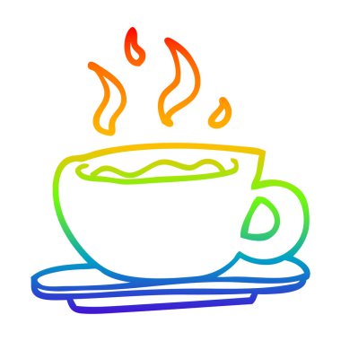 gökkuşağı gradyan çizgi çizim karikatür kahve fincanı