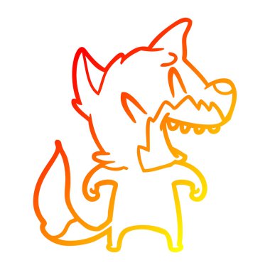 sıcak degrade çizgi çizim gülen tilki karikatür