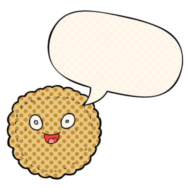 çizgi roman tarzında karikatür bisküvi ve konuşma balonu