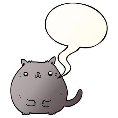 düzgün degrade tarzında karikatür kedi ve konuşma balonu