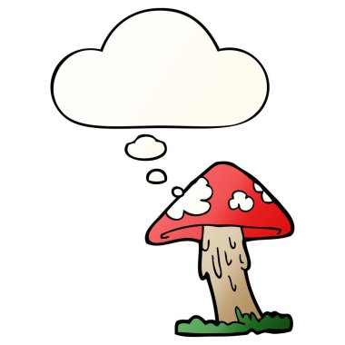 çizgi film mantarı ve pürüzsüz degrade tarzında düşünce balonu