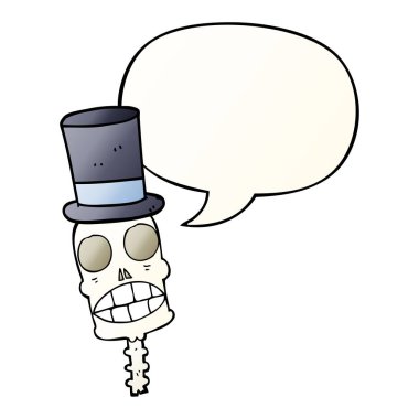 düzgün degrade tarzında karikatür ürkütücü kafatası ve konuşma balonu