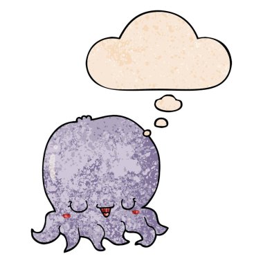 karikatür denizanası ve grunge doku desen s düşünce balonu