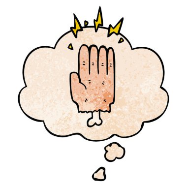 karikatür sihirli halloween zombi el ve grunge içinde kabarcık düşünce