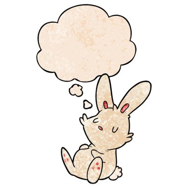 karikatür tavşan uyku ve grunge doku pat içinde kabarcık düşünce