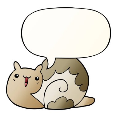 pürüzsüz degrade tarzında sevimli karikatür salyangoz ve konuşma balonu