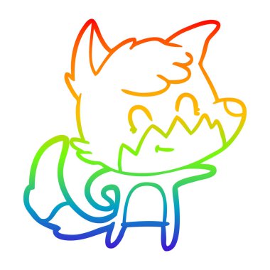 gökkuşağı degrade çizgi çizim karikatür dostu tilki