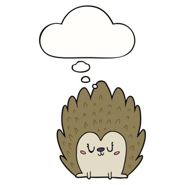 sevimli karikatür kirpi ve düşünce balonu