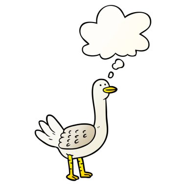 çizgi film kuş ve pürüzsüz degrade tarzında düşünce balonu
