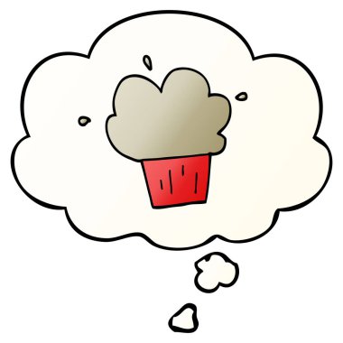 karikatür muffin ve pürüzsüz degrade tarzında düşünce balonu