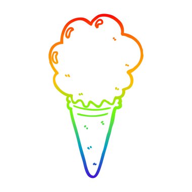 gökkuşağı degrade çizgi çizim karikatür dondurma