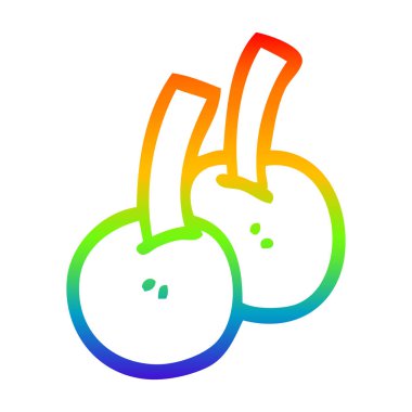 gökkuşağı gradyan çizgi çizim karikatür kiraz