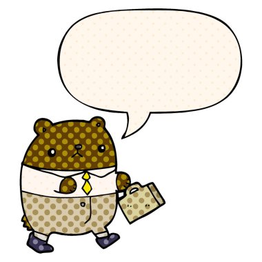 çizgi roman sty iş kıyafetleri ve konuşma balonu karikatür ayı