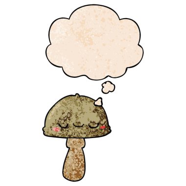 karikatür mantar ve grunge doku desen st düşünce balonu