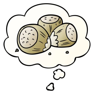 çizgi film fındık ve pürüzsüz degrade tarzında düşünce balonu