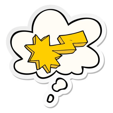 karikatür yıldırım grev ve basılı bir etiket olarak kabarcık düşünce