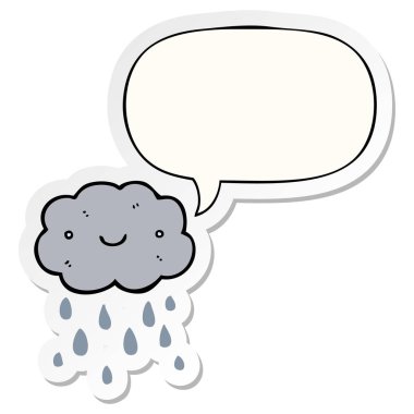 sevimli karikatür bulut ve konuşma balonu etiket