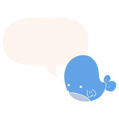 retro tarzında karikatür balina ve konuşma balonu