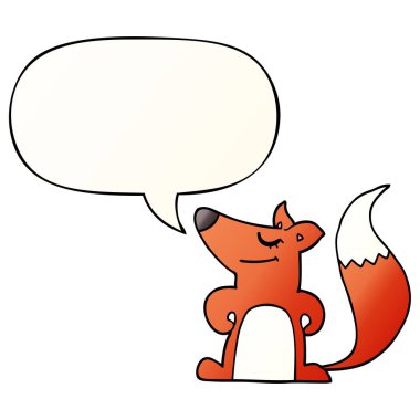 düzgün degrade tarzında karikatür tilki ve konuşma balonu