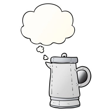 karikatür eski su ısıtıcısı ve pürüzsüz degrade tarzında düşünce balonu