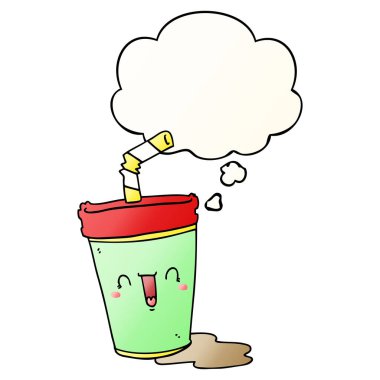 sevimli karikatür soda ve pürüzsüz degrade tarzında kabarcık düşünce