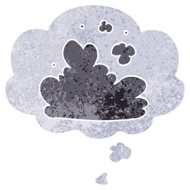 retro dokulu tarzda karikatür bulut ve düşünce balonu