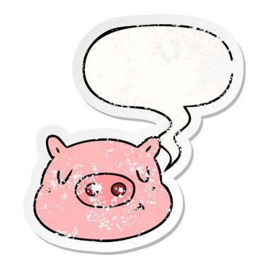 karikatür domuz yüz ve konuşma balonu sıkıntılı etiket