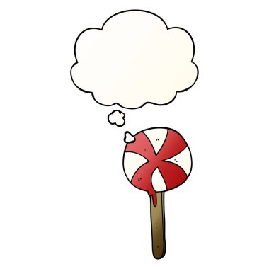 çizgi film lolipop ve pürüzsüz degrade tarzında düşünce balonu