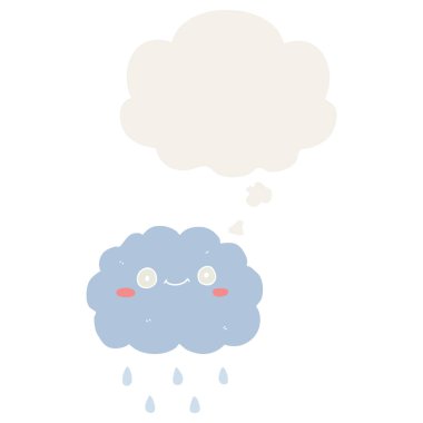 retro tarzında sevimli karikatür bulut ve düşünce balonu