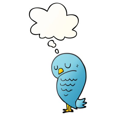 çizgi film kuş ve pürüzsüz degrade tarzında düşünce balonu