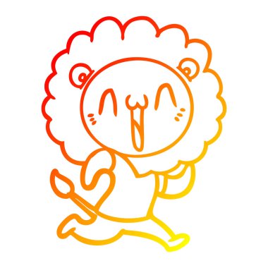 sıcak degrade çizgi çizim mutlu karikatür aslan