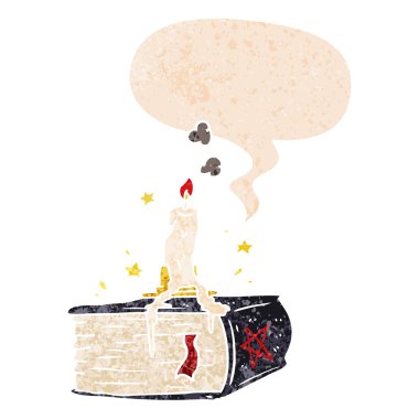 retro dokulu sty karikatür ürkütücü yazım kitabı ve konuşma balonu