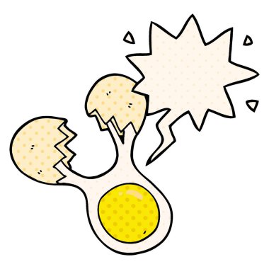 çizgi film çizgi roman tarzında yumurta ve konuşma balonu kırık