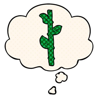 çizgi film bambu ve çizgi roman tarzında düşünce balonu