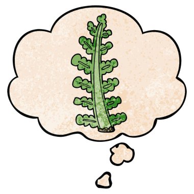 karikatür bitki ve grunge doku desen tarzında düşünce balonu