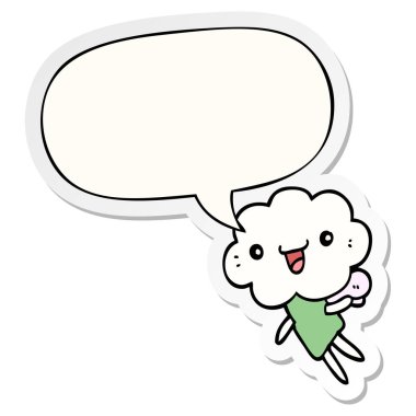 karikatür bulut kafa yaratık ve konuşma kabarcık etiket