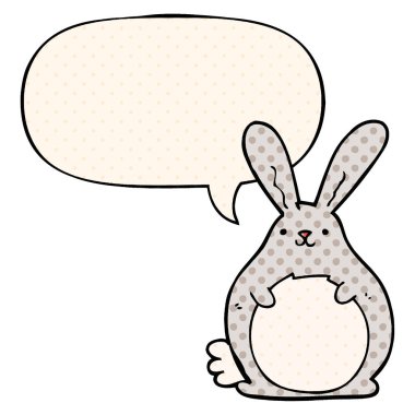 çizgi roman tarzında karikatür tavşan ve konuşma balonu