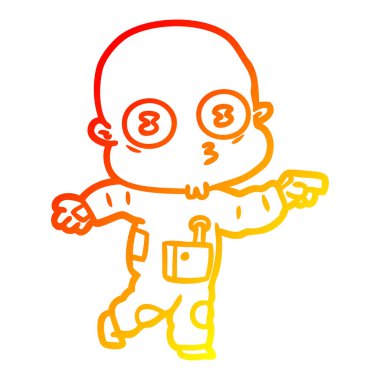 sıcak degrade çizgi çizim karikatür garip kel uzay adamı