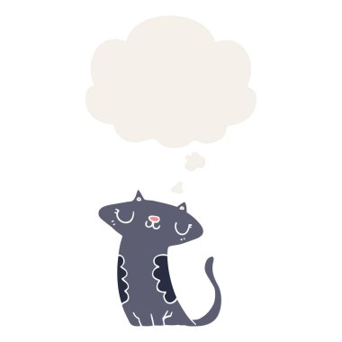 retro tarzında karikatür kedi ve düşünce balonu