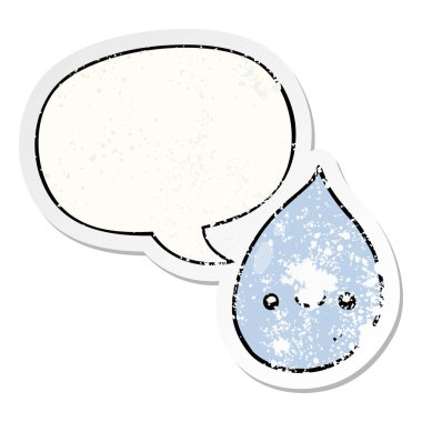 karikatür yağmur damlası ve konuşma balonu sıkıntılı etiket