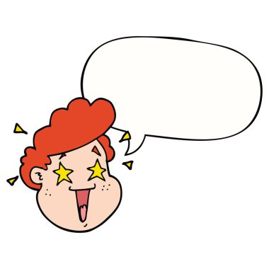 karikatür mutlu yüz ve konuşma balonu