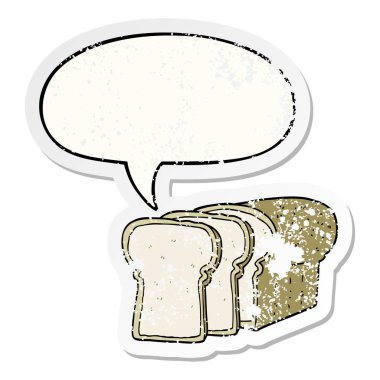 karikatür dilimlenmiş ekmek ve konuşma balonu sıkıntılı etiket