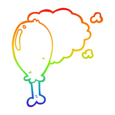 gökkuşağı gradyan çizgi çizim karikatür tavuk bacağı